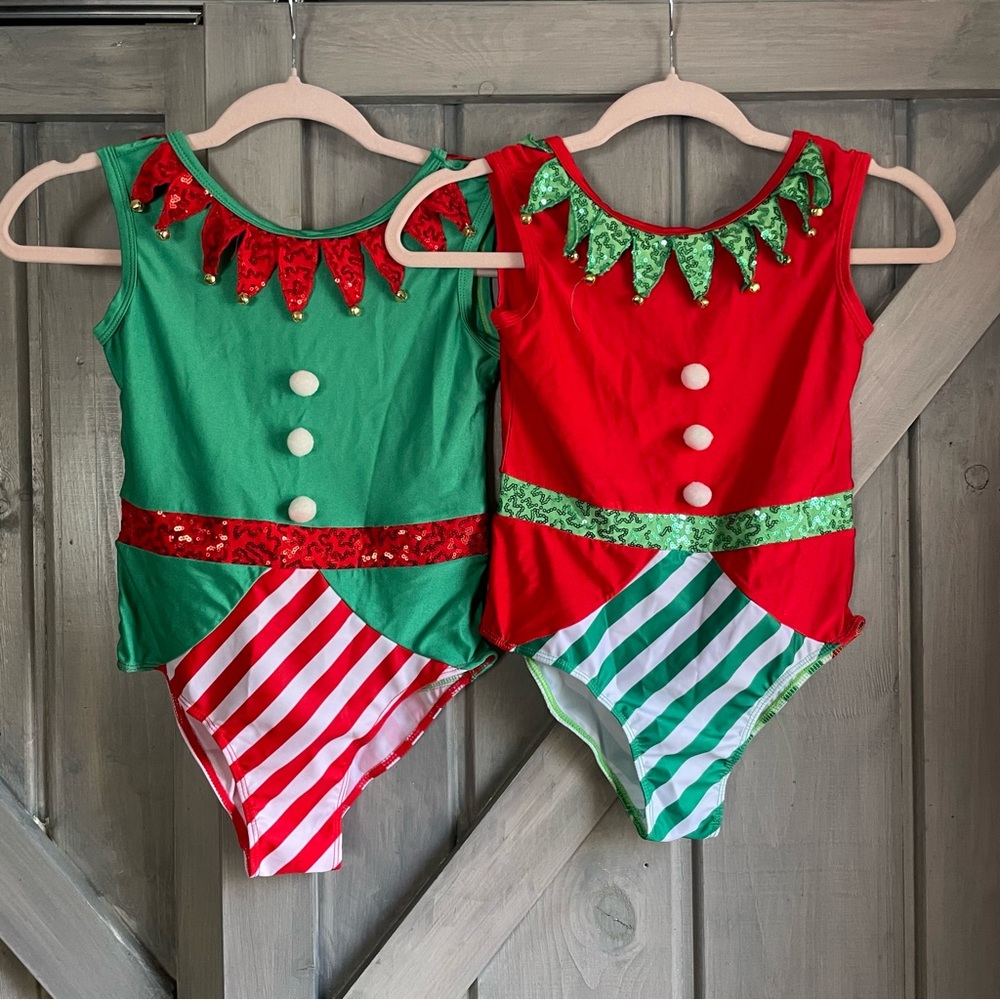 Girls size 9/10 Christmas Elf bodysuit ballet dance tutu